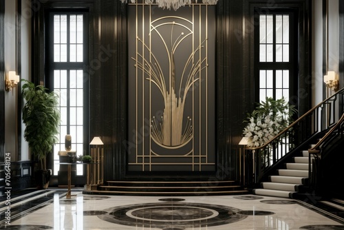 Sumptuous Luxury entrance art hall. New indoor. Generate Ai photo