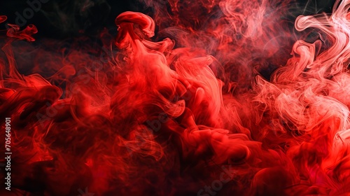 A rising red smoke against a dark background  Generative AI.