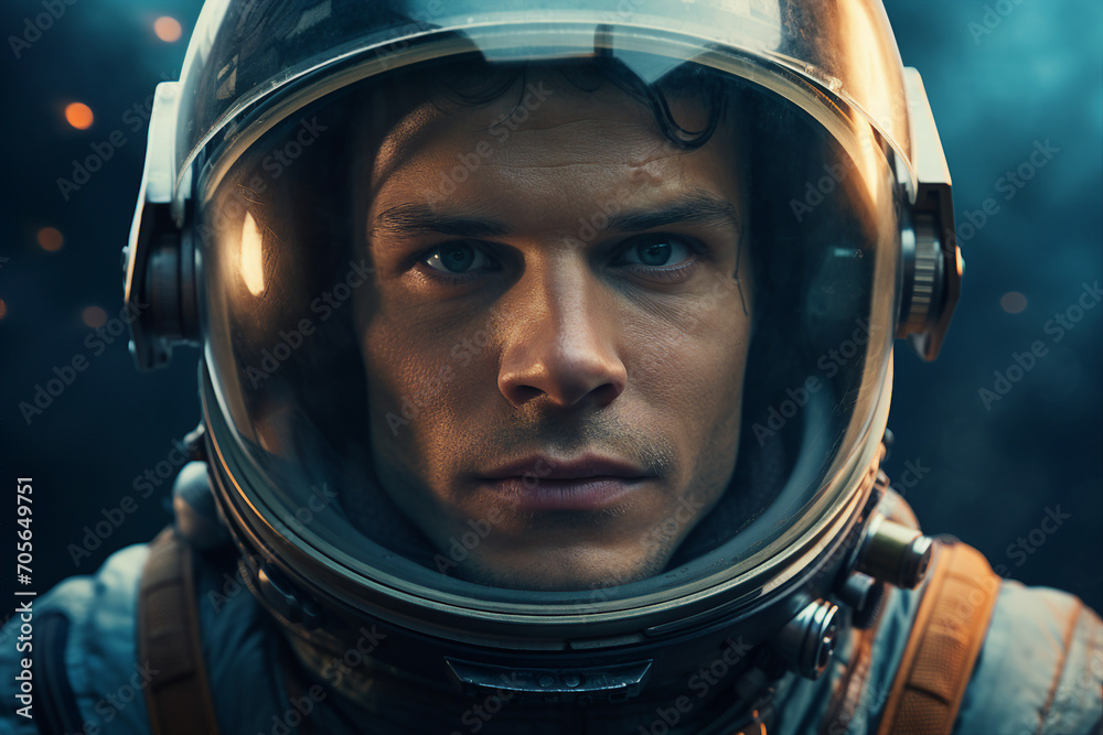 Created with generative ai tools astronaut portrait exploring deep space discover new planet Created with generative ai tools astronaut portrait exploring deep space discover new planet