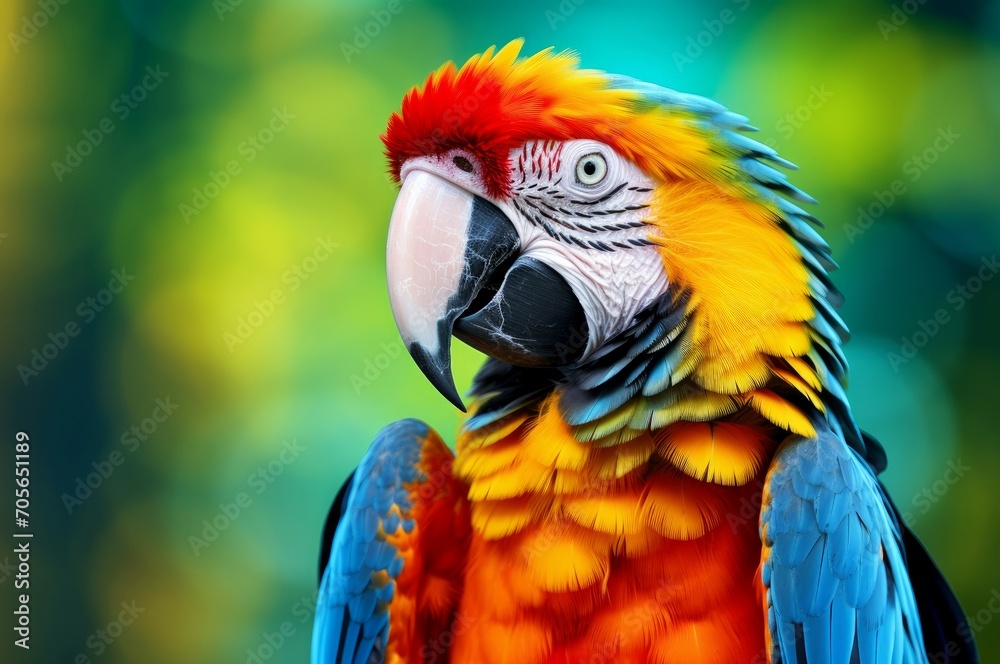 Intelligent Macaw parrot colorful. Animal feather. Generate Ai