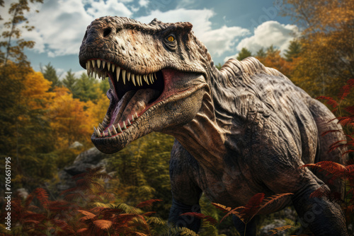 Tyrannosaurus predatory dinosaur in nature © Michael