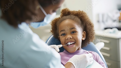 Dentist Appointment for Little African American Girl: Oral Care Checkup