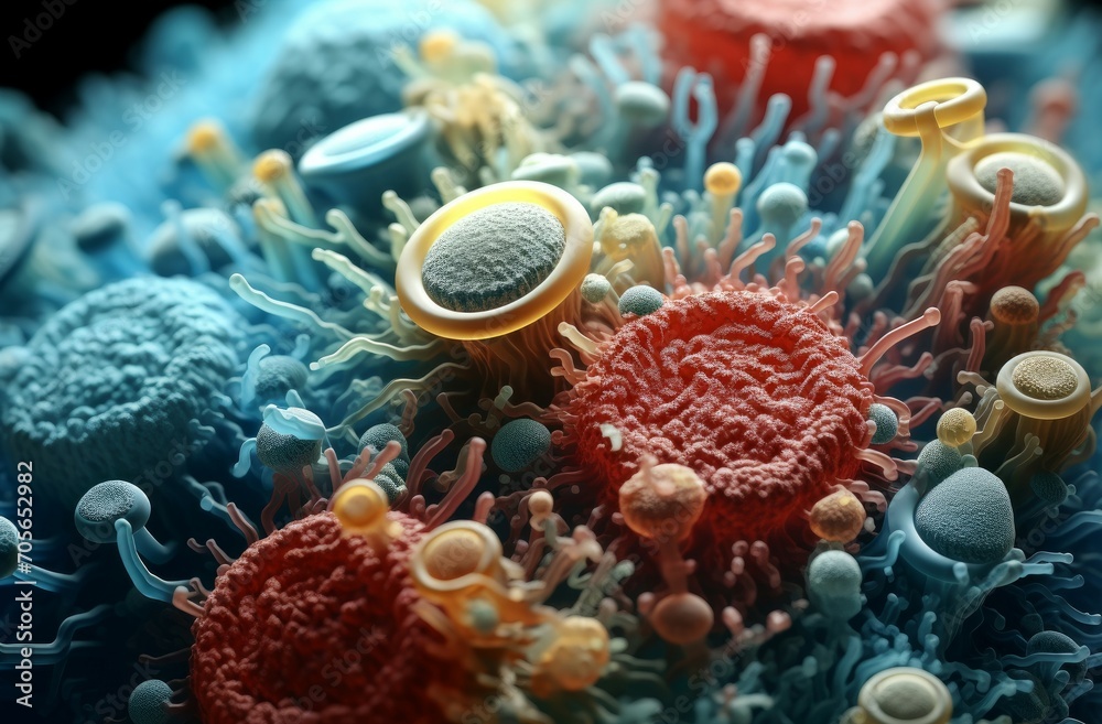 Unseen Macro closeup bacteria. Dna macro organism. Generate Ai Unseen Macro closeup bacteria. Dna macro organism. Generate Ai