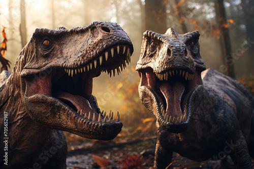 Two dinosaur predators in habitat © Michael