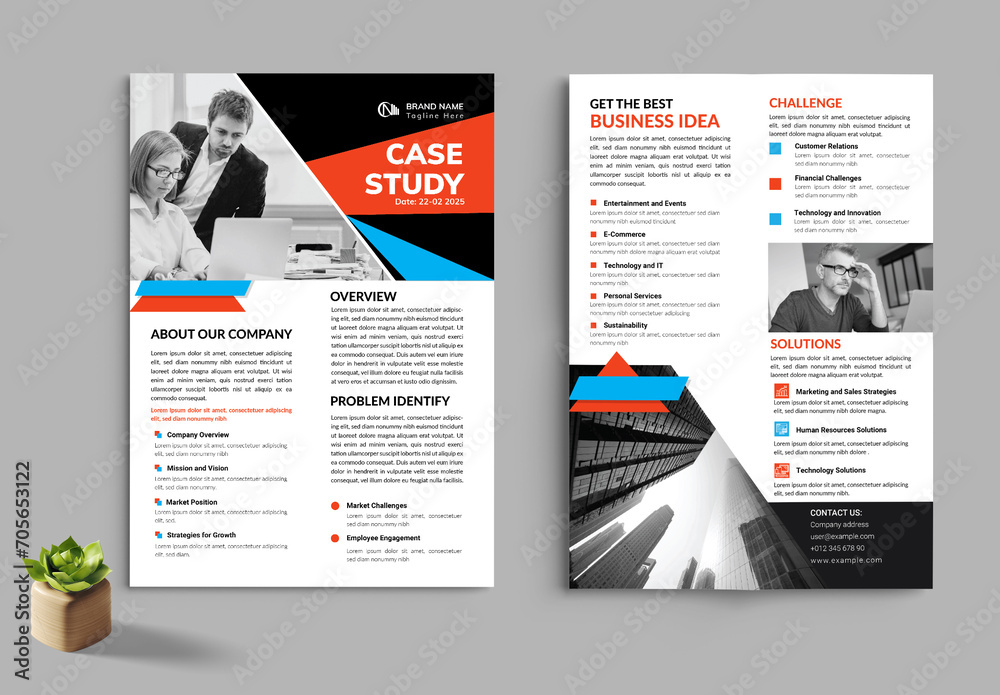 Case Study Design Background Case Study Layout with Black Accents Stock Template | Adobe Stock