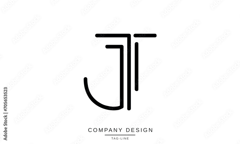 TJ, JT, Abstract Letters Logo Monogram TJ, JT, Abstract Letters Logo Monogram