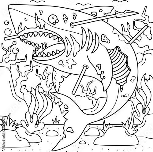 Zombie Shark Coloring Page for Kids