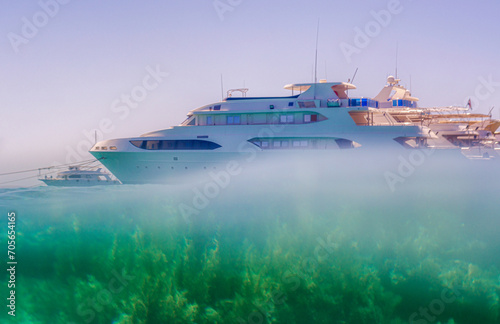 white boat without people in the Red Sea © Sofiia