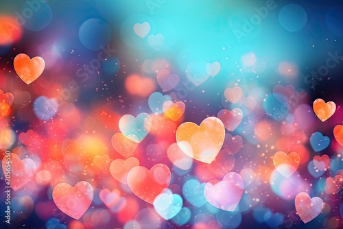 Happy Valentine's Day background with hearts and bokeh