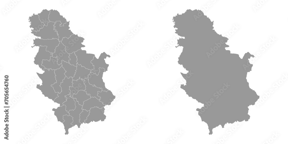 Serbia grey map with administrative districts. Vector illustration.