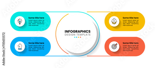 Infographic template. Circle with 4 linked banners