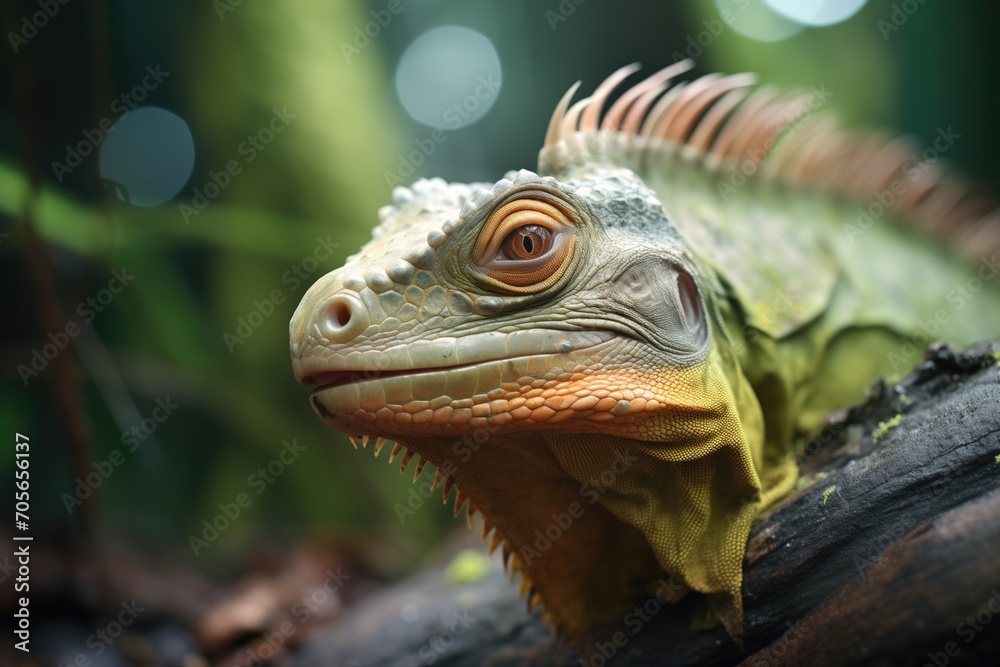 Fototapeta premium green iguana in a tropical forest