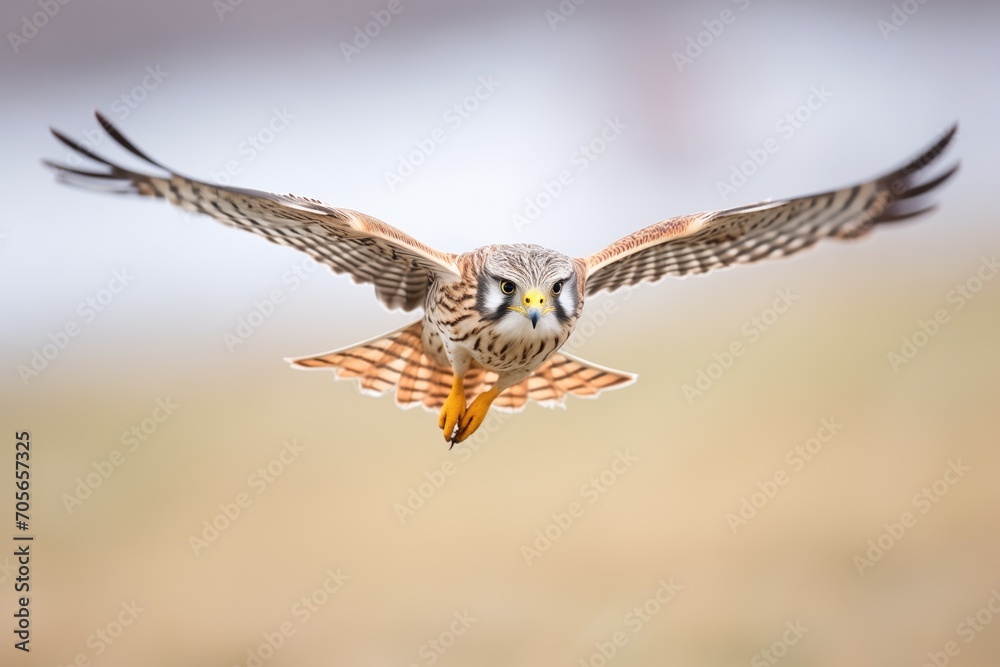 Fototapeta premium kestrel steadied in wind while hovering