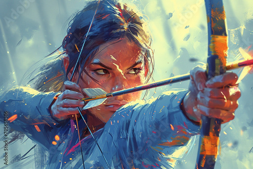 Illustration of female archer on championship