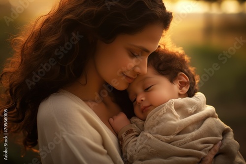 a loving mother hugs her child with warmth and tenderness