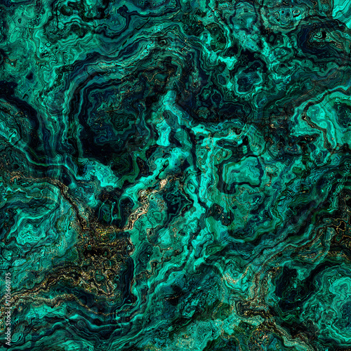 Malachite Marble texture. Fractal digital Art Background. High Resolution. Green marble texture with gold veins. Can be used for background or wallpaper Fractal digital render © kastanka