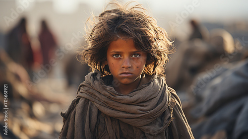 Afghanistan refugee camp life and children in poverty photo