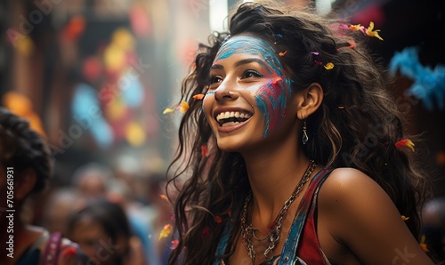 A beautiful woman at a dance carnival generated AI photo
