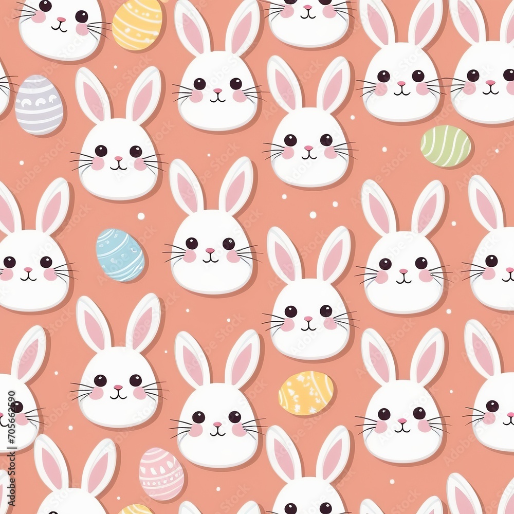 Easter Seamless Pattern: High-Quality Vector Art with Rabbits