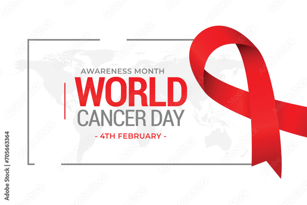 world cancer day awareness ribbon on white background, 4th February world cancer day template with red cancer ribbon vector illustration world cancer day awareness ribbon on white background, 4th February world cancer day template with red cancer ribbon vector illustration