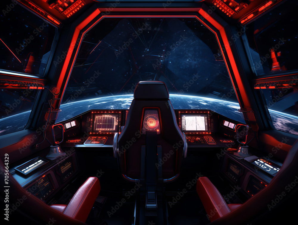 View from spaceship cockpit