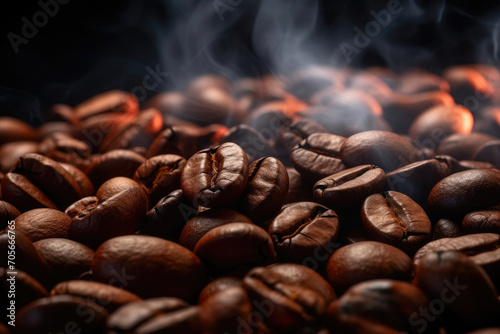 Toasted Coffee Beans Emitting Smoke