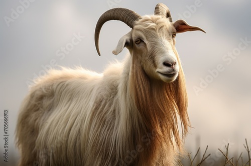 Cloven-hoofed Male goat. Nature horn animal. Generate Ai