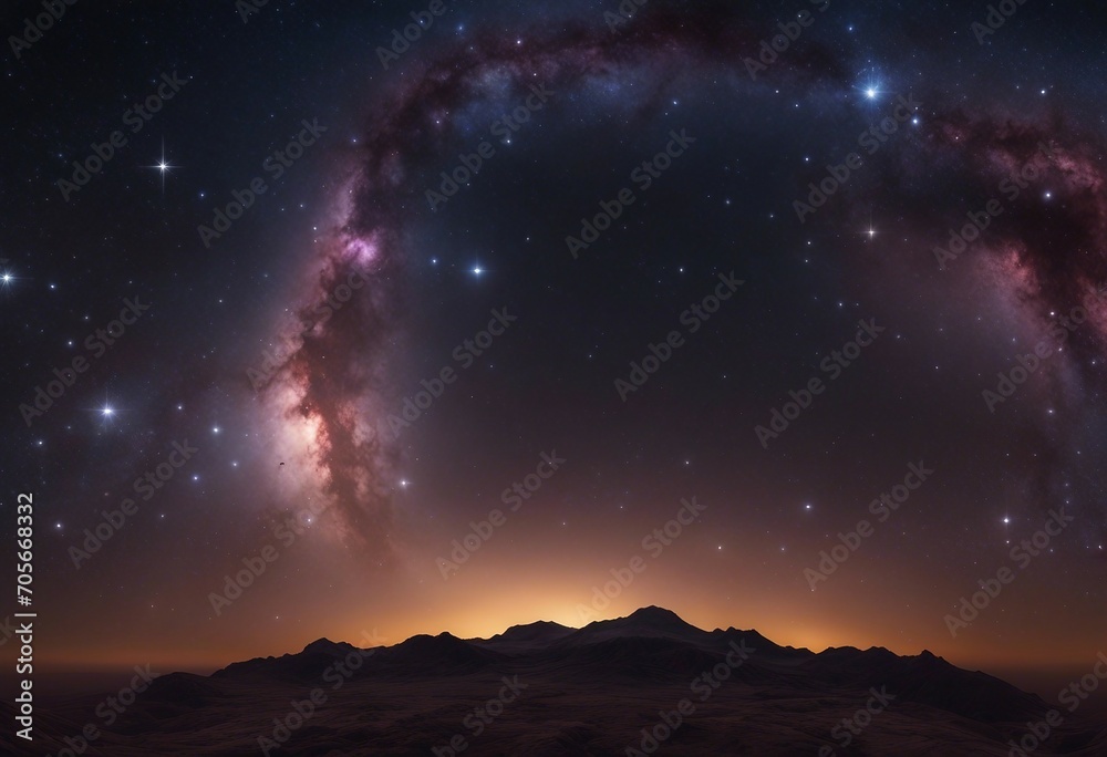 360 degree equirectangular projection space background with nebula and stars environment map HDRI