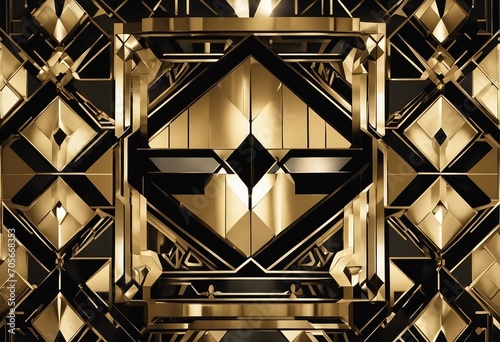 Abstract art deco Great Gatsby 1920s geometric architecture background Retro vintage black gold