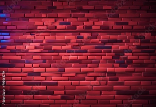 Neon light on brick walls that are not plastered background and texture Lighting effect red