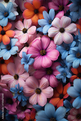 Beautiful multicolored flowers as a background, close-up.