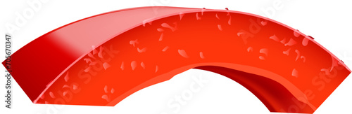 Realistic raw isolated chili pepper slice. 3d vector fiery, diced chilly pod piece reveals its inner heat, perfect for adding a spicy kick to culinary creations, promises a burst of intense flavor