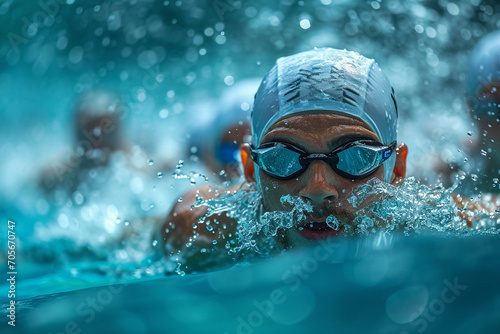 swimmer in the pool during competition © Masson