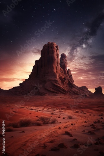 the milky way and red rock in a desert, the stars art group spectacular backdrops,