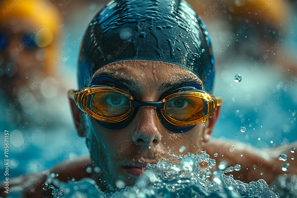 swimmer in the pool during competition