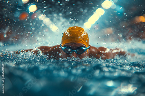 swimmer in the pool during competition © Masson