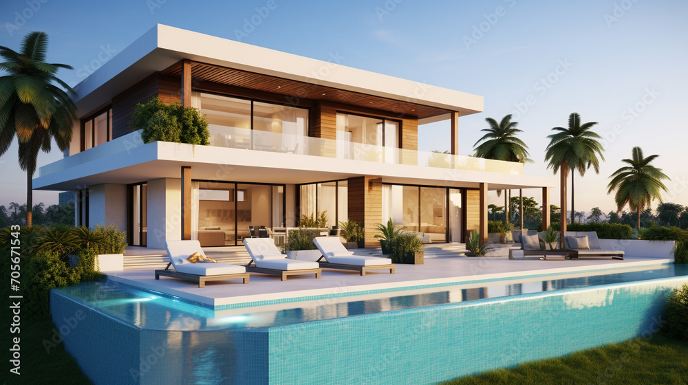 Luxury beach house with sea view swimming pool and terrace.
