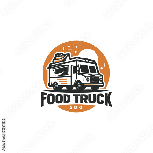 Vibrant Food Truck Logo With a Delicious Burger Emblem, Illustrating Urban Street Food Culture
