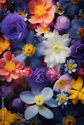 Beautiful bouquet of flowers as a background. Top view.