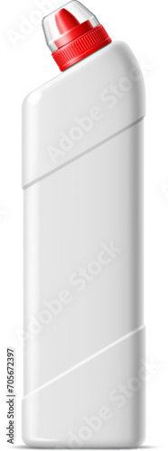 Realistic toilet cleaner liquid detergent bottle, vector household cleaning product container package mockup. 3d blank white plastic angle neck bottle of toilet bowl, bathroom and wc disinfectant