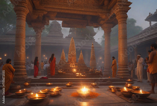 Indian religious holiday puja in temple photo