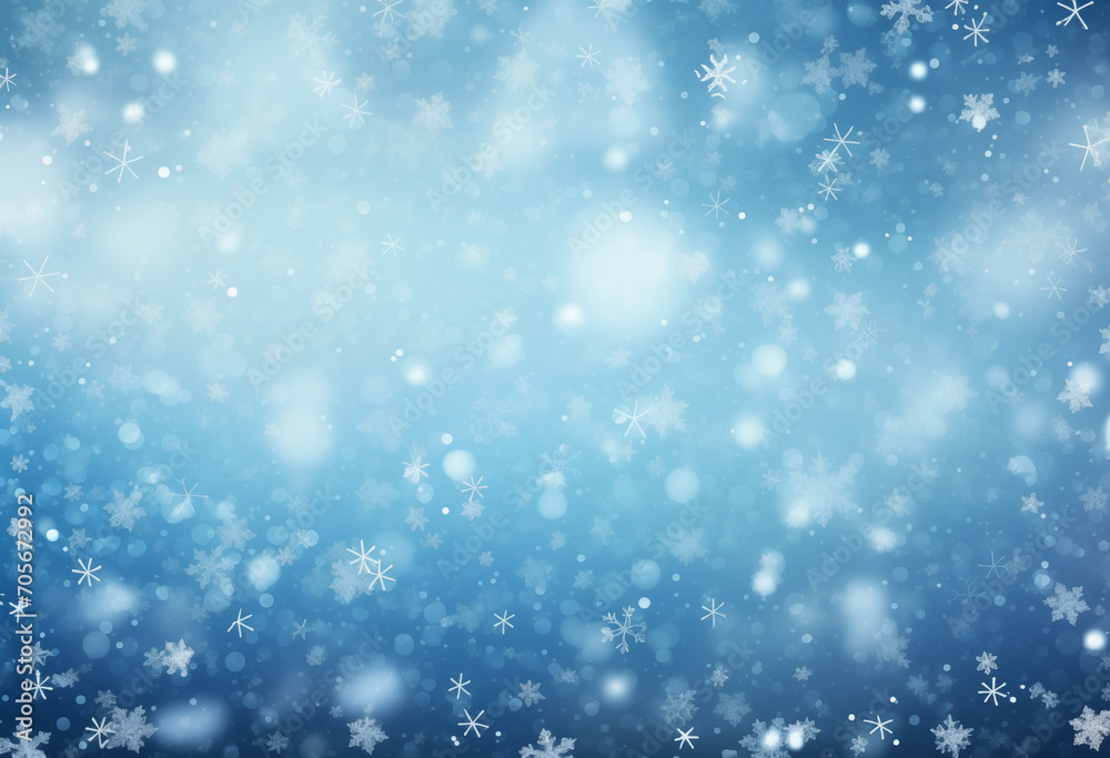 Blue and white shiny Christmas background with snowflakes