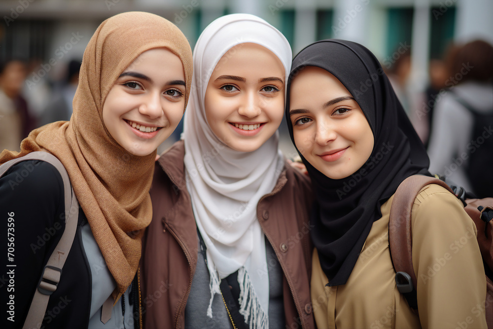 Generative AI technology conceptual picture Young confident arabian asian muslim woman in abaya hijab