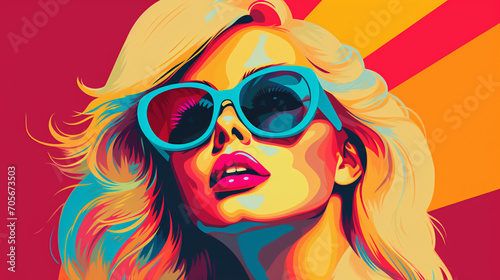Bold and Beautiful  Pretty Blonde Woman Strikes a Pose in Pop Art Fashion