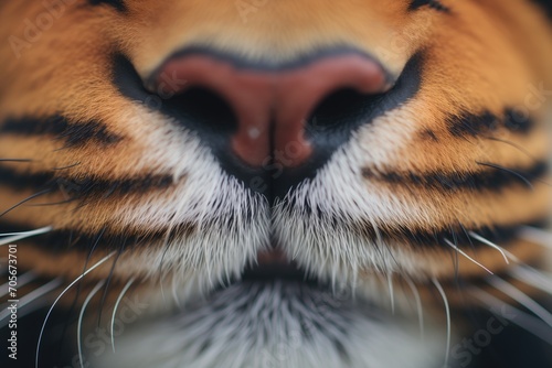 a tigers snout and nostrils up close