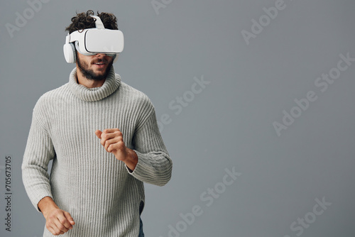 Gadget man virtual digital technology goggles reality device vr glasses innovation photo