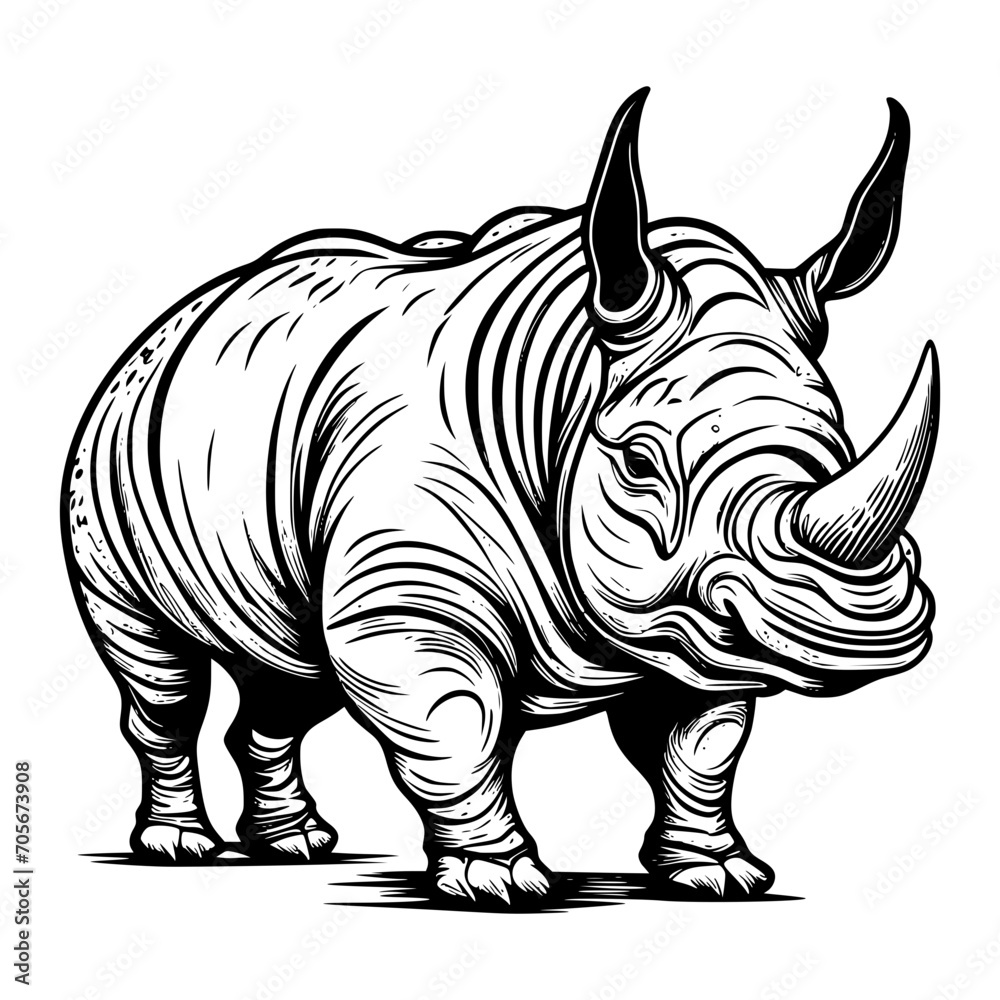 rhino isolated on white background