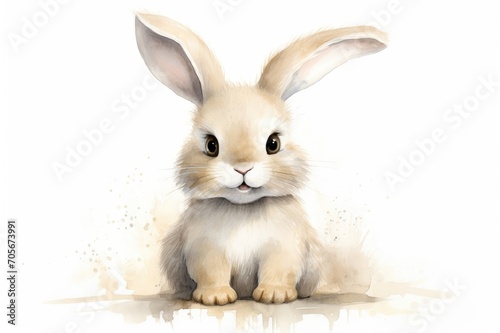 Illustration of a watercolor rabbit on a white background
