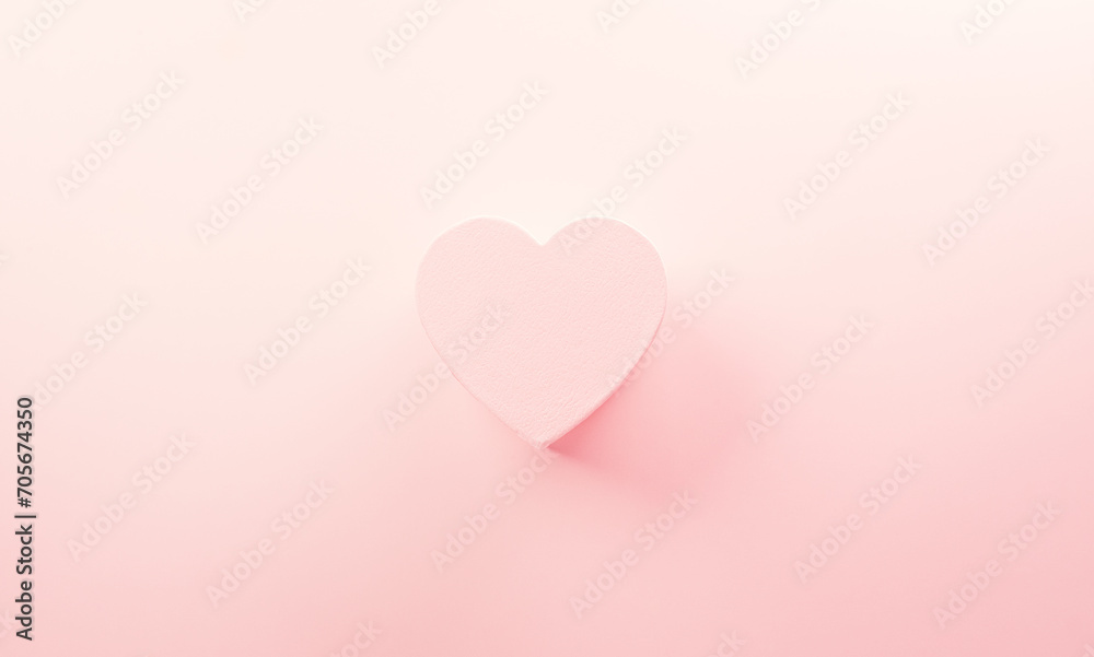 Happy valentine's day and love decoration background concept made from two hearts on pastel pink background.