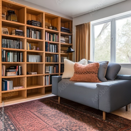 A cozy reading corner with a built-in bookshelf and oversized armchair3 © ja